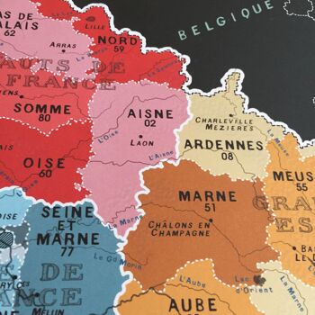 Carte des RÉGIONS et départements et  de France - Affiche 50x70cm 5