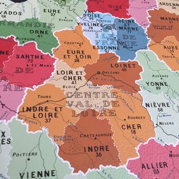 Carte des RÉGIONS et départements et  de France - Affiche 50x70cm 7