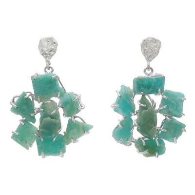 Dunya silver aqua green amazonite earrings