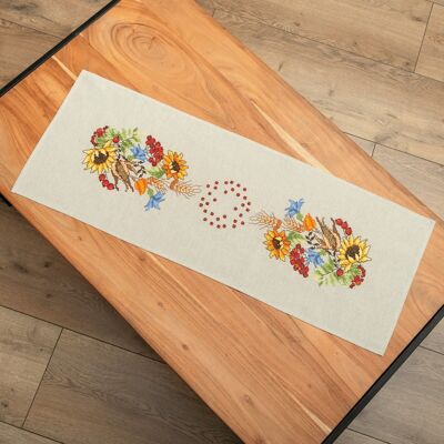 Sunflower Cross Stitch DIY Table Runner Kit, 35 x 95 cm