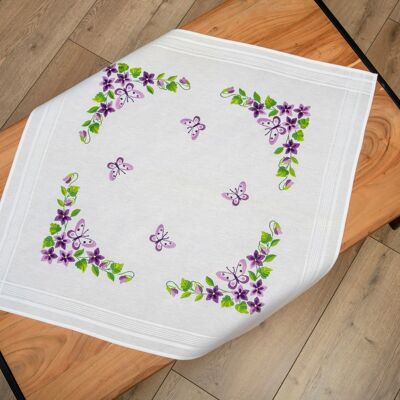 Butterfly Embroidery DIY Table Topper Kit, 80 x 80 cm