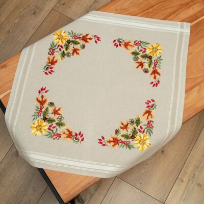 Fall Decor Embroidery DIY Table Topper Kit, 80 x 80 cm