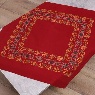 Abstract Pattern Cross Stitch DIY Table Topper Kit, 80 x 80 cm
