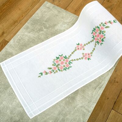 Wild Roses Embroidery DIY Table Runner Kit, 40 x 100 cm