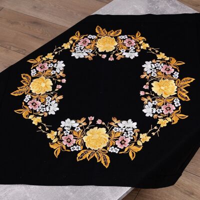 Golden Flower Embroidery DIY Table Topper Kit, 80 x 80 cm