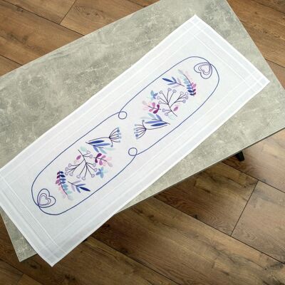 Purple Harmony Embroidery DIY Table Runner Kit, 40 x 100 cm