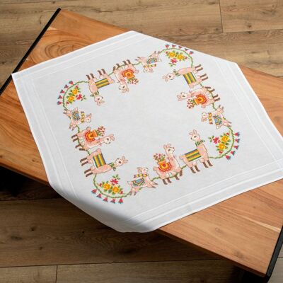 Llama Cross Stitch DIY Table Topper Kit, 80 x 80 cm
