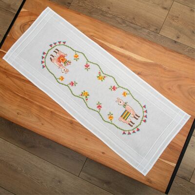 Llama Cross Stitch DIY Table Runner Kit, 40 x 100 cm