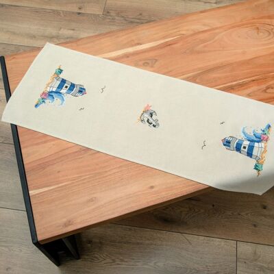 Lighthouse Cross Stitch DIY Table Runner, 35 x 95 cm