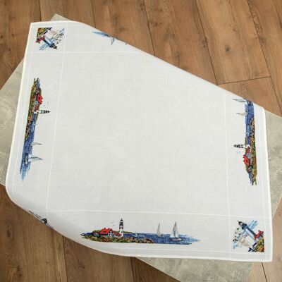 Seaside Cross Stitch DIY Table Topper Kit, 90 x 90 cm