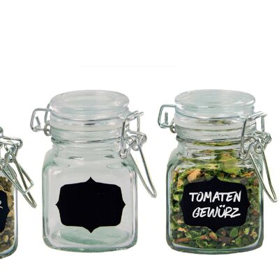 Set of 4 spice jars with lid and space for labeling