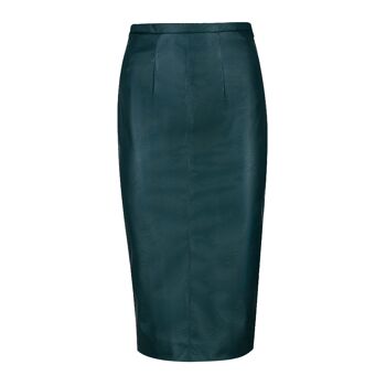 Jupe crayon taille haute en similicuir vert foncé 1