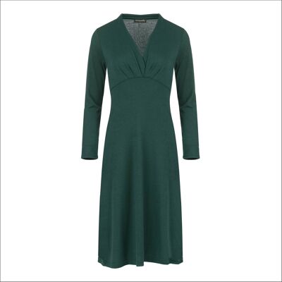Knee Length Empire Line Knit Style Dress Green