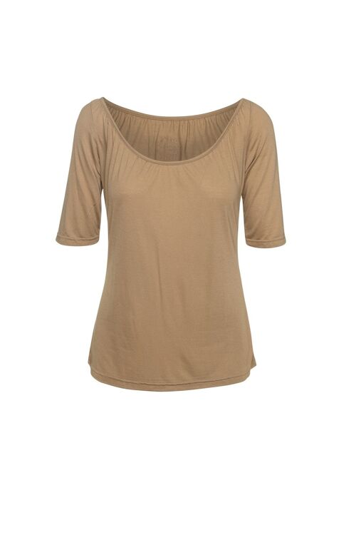 Short Sleeve Light Brown Top