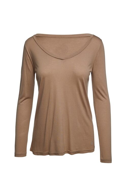 Light Brown V Neck Top