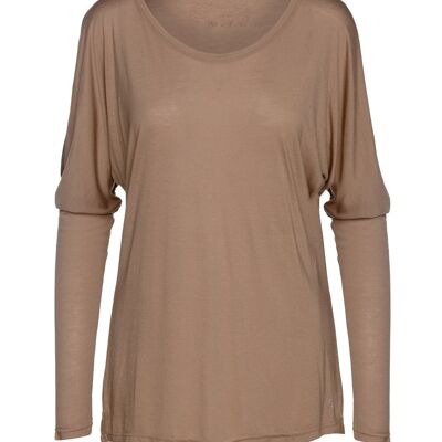 Light Brown Top with Long Batwing Sleeves