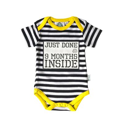 New Born gift -Just Done 9 Months Inside® Vest Yellow - Pregnancy Reveal - Coming Home Outfit - Baby Announcement