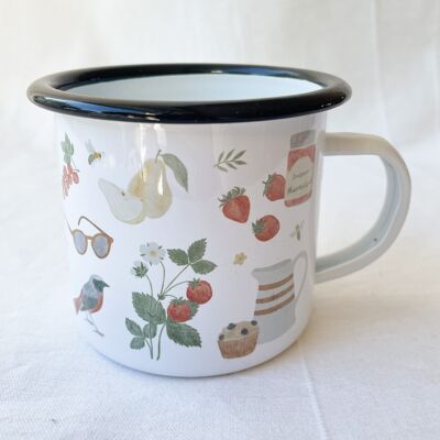 Taza esmaltada "Verano" | Taza esmaltada niños verano || CORAZON y PAPEL