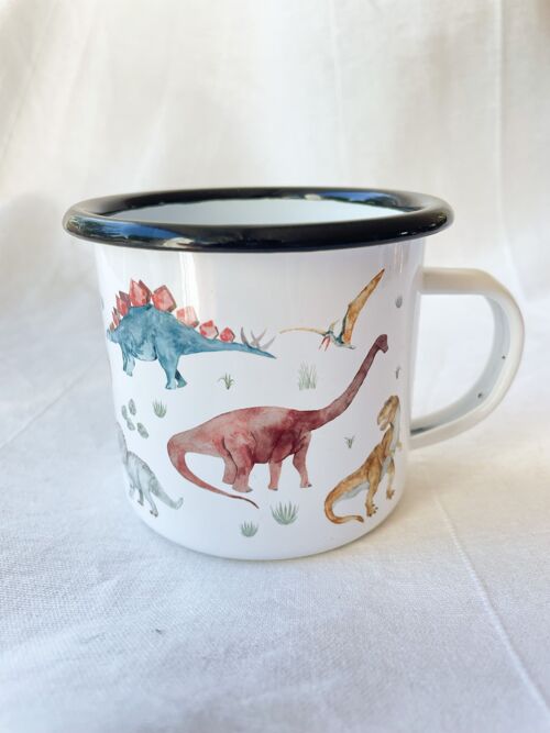 Emaille-Tasse "Dinosaurier" | Emaille Becher Kinder Dino Dinos || HERZ und PAPIER