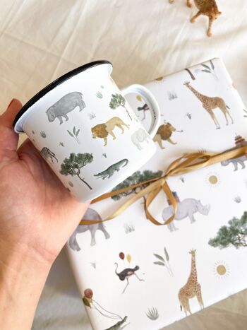 Mug émaillé "Safari" | Mug émaillé Enfants Animaux Afrique Safari Lion Girafe || COEUR et PAPIER 8