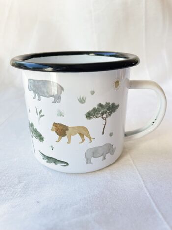 Mug émaillé "Safari" | Mug émaillé Enfants Animaux Afrique Safari Lion Girafe || COEUR et PAPIER 1