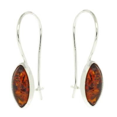 Cognac Amber Marquise Earrings and Presentation Box