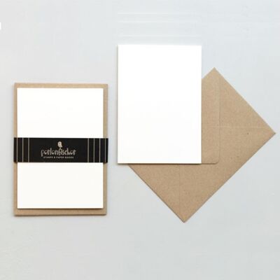5 folding cards with envelope White & Kraft