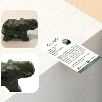 Éléphant en pierre gemme, 2,5x1,5x1cm, agate mousse 4