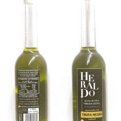 Huile d'Olive Extra Vierge HERALDO, macérée à la TRUFFE NOIRE. Flacon de 100 ml