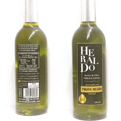 Natives Olivenöl Extra HERALDO, mazeriert mit BLACK TRUFFLE. 100ml Flasche