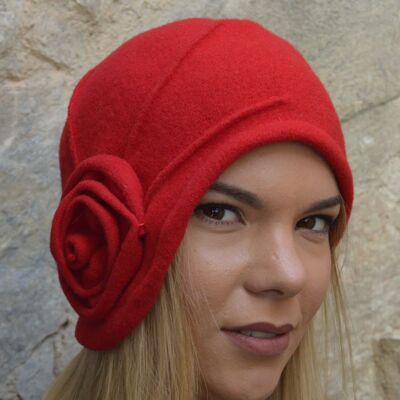 Women's Hats - Red 20s wool cap Margo