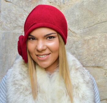 Chapeaux femme - Bonnet laine rouge Années 20 Margo 3