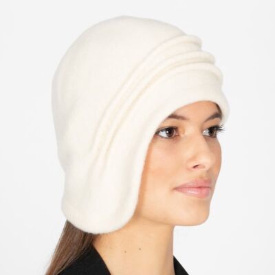 Cappelli da donna - Cappello di lana vintage bianco sporco fatto a mano - Stile Laura - Downton Abbey