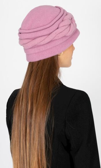 Chapeaux pour femmes - Chapeau en laine rose vintage fait main - Style Allesia 4
