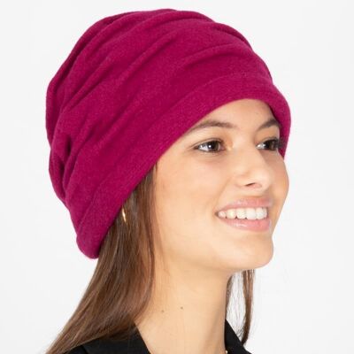 Women's Hats - Raspberry Handmade Wool Hat - Style Adela