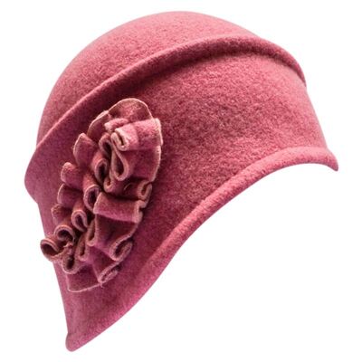 Damenhüte - Rosa Layla Wollmütze - Stil der 20er Jahre