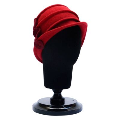 Women's Hats - Red Christina Wool Hat with Brim - Vintage