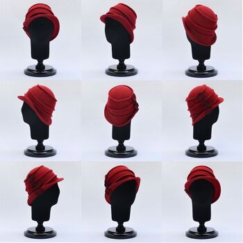 Chapeaux pour femmes - Chapeau en laine rouge Christina avec bord - Vintage 2