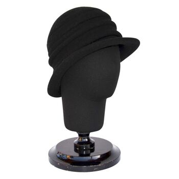 Chapeaux pour Femme - Kassandra Chapeau en Laine Noir avec Bord Style Vintage 3
