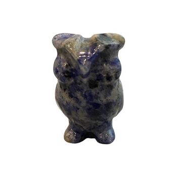 Chouette en pierres précieuses, 2,5 x 1,5 x 1 cm, Sodalite 2