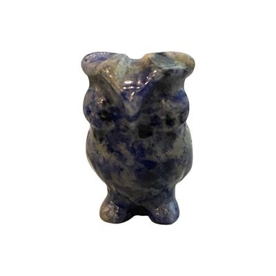 Chouette en pierres précieuses, 2,5 x 1,5 x 1 cm, Sodalite
