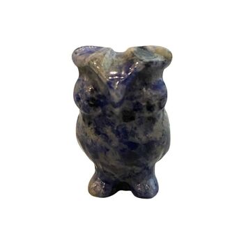 Chouette en pierres précieuses, 2,5 x 1,5 x 1 cm, Sodalite 1