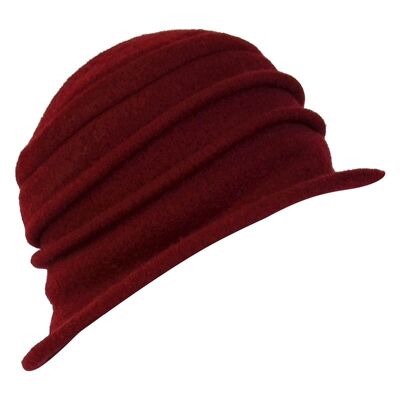 Women's Hats - Kassandra Bordeaux Wool Hat with Vintage Style Brim