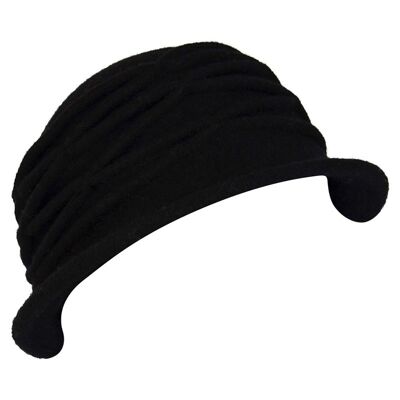 Women's Hats - Arabella Black Wool Hat with Brim Vintage Style
