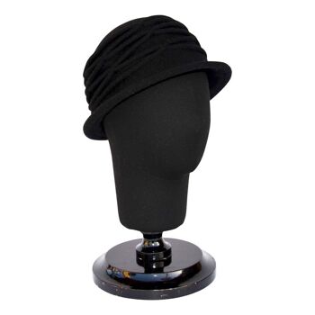 Chapeaux Femme - Arabella Chapeau en Laine Noir avec Bord Style Vintage 2