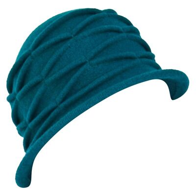 Women's Hats - Arabella Turquoise Wool Hat with Vintage Style Brim