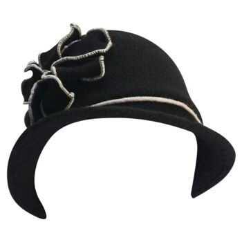 Chapeaux Femme - Chapeau en Laine Noir Desiree avec Bord Style Vintage 2