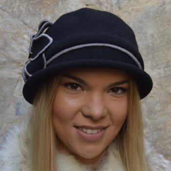 Chapeaux Femme - Chapeau en Laine Noir Desiree avec Bord Style Vintage 3