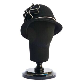 Chapeaux Femme - Chapeau en Laine Noir Desiree avec Bord Style Vintage 4