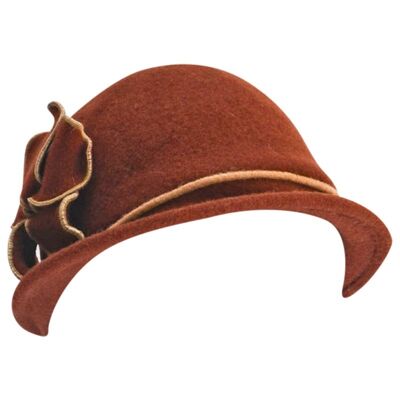 Women's Hats - Desiree Brown Wool Hat with Brim Vintage Style